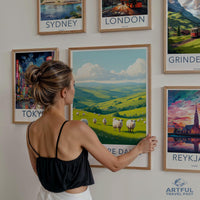 Travel poster set of 6, World cityscape wall art decor, Vintage travel prints, Gallery wall print, Home office decor