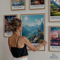 Travel Destination Poster Set, Vintage Style Wall Art, City and Nature Prints Collection, Home Decor, Travel Themed Wall Art