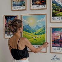 Scenic Mountain Pasture Print, Travel Poster, Vintage Style Art, Home Decor, Wall Art, Living Room Decor, Gift Idea, Artful Travel Past