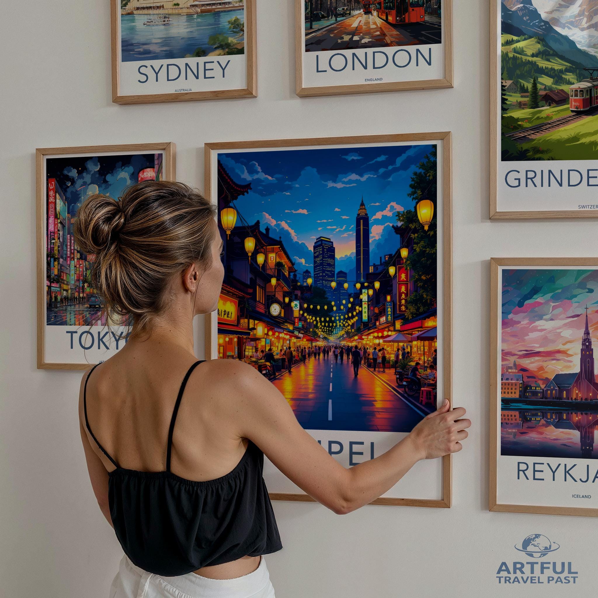 Cityscape Wall Art Prints Set, Travel Poster Collection, Modern Home Decor, World Cities Art, Unique Wall Art for Living Room