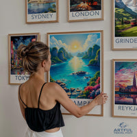 Poster of Scenic Travel Destinations, Vibrant Wall Art, Gallery Wall Decor, Framed City Posters, Artistic Travel Prints