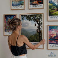 Travel Poster Wall Art, Vintage City Posters, Set of 6 Retro Travel Prints, Wall Decor, Adventure Art Print, Travel Lover Gift