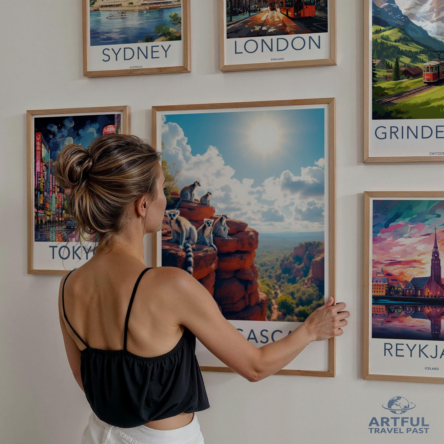 Vintage Travel Poster Set, Retro Wall Art, World Landmarks Prints, Home Decor, Artful Travel Past Posters, Wall Gallery Collection