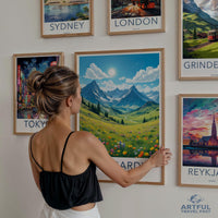 Colorful Travel Poster Set, Wall Art Prints, City Skyline Artwork, Vintage Destination Decor, Perfect for Home or Office