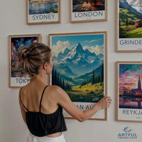 Mountain Wall Art, Travel Poster, Vintage Style, Wall Decor, Mountain Scene, Retro Travel Print, Scenic Artwork, Nature Print