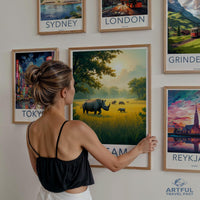 Vietnam travel poster, African rhino wall art print, travel destinations poster, nature wildlife print, modern home decor wall art