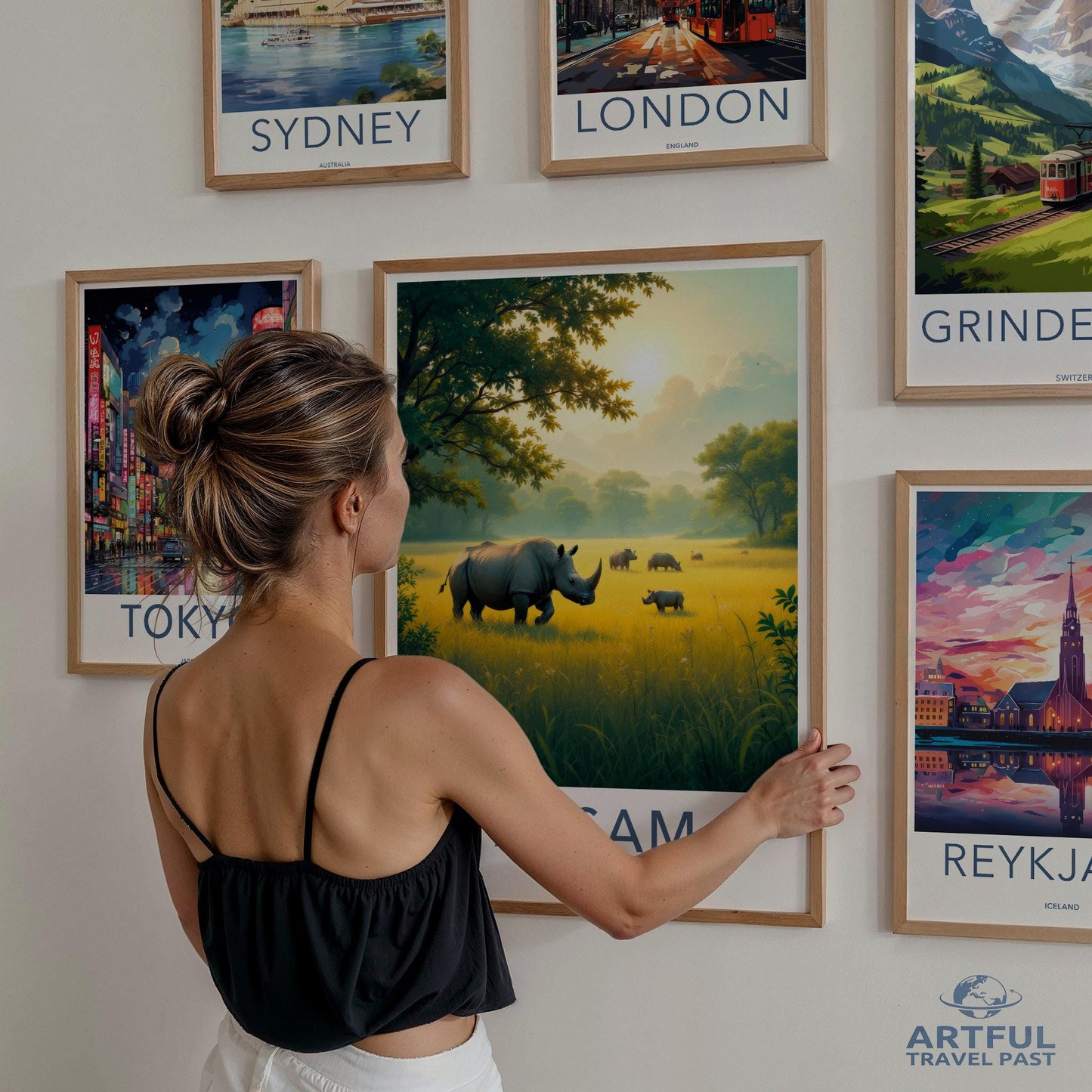 Vietnam travel poster, African rhino wall art print, travel destinations poster, nature wildlife print, modern home decor wall art
