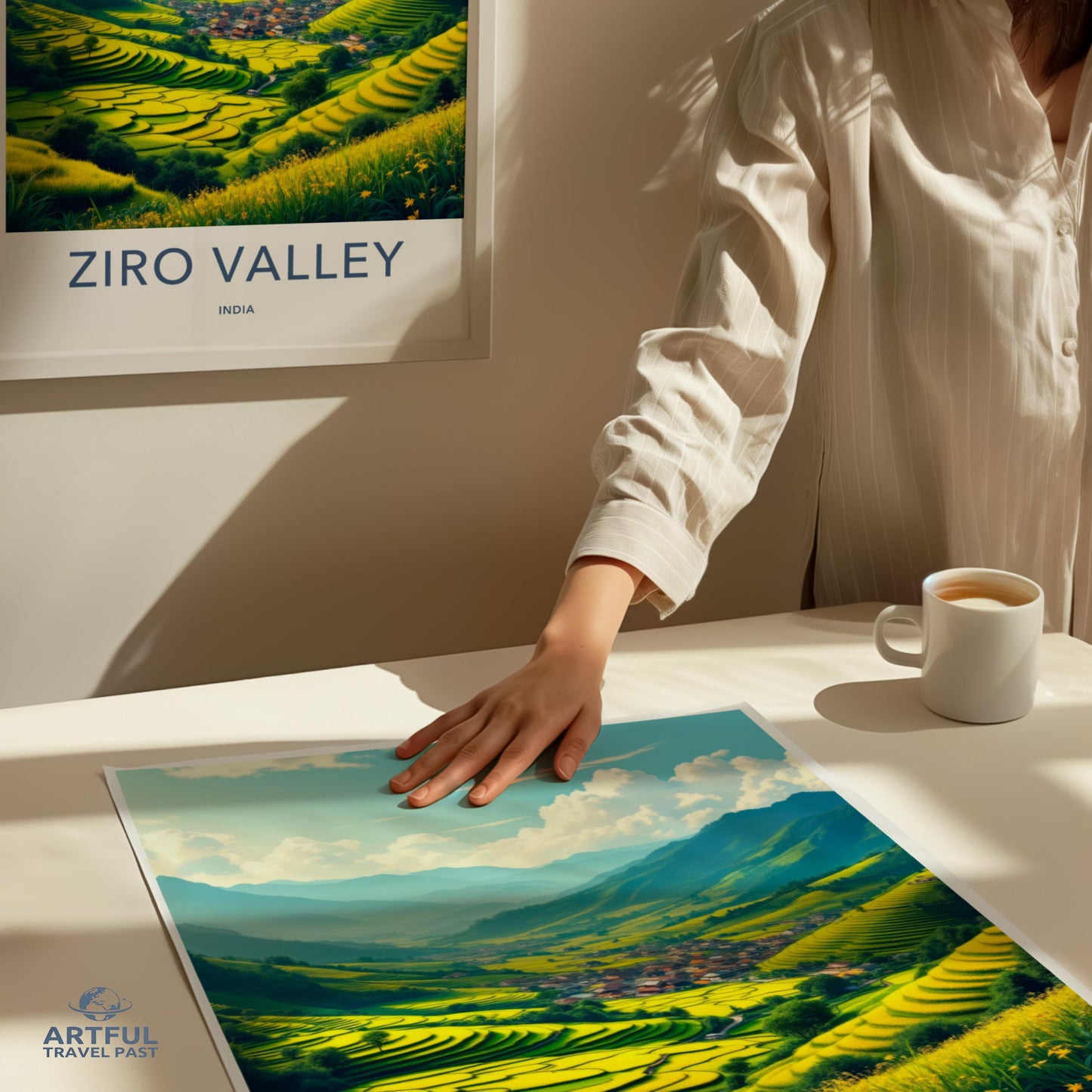 Travel Poster, Ziro Valley India, Scenic Wall Decor, Art Print, Serene Landscape Artwork, Gift for Travelers, Home Office Decor