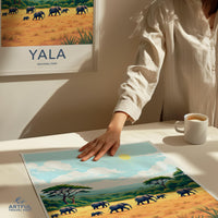 Yala National Park poster, elephant art print, wildlife wall decor, nature illustration, travel art, safari theme wall art, jungle decor