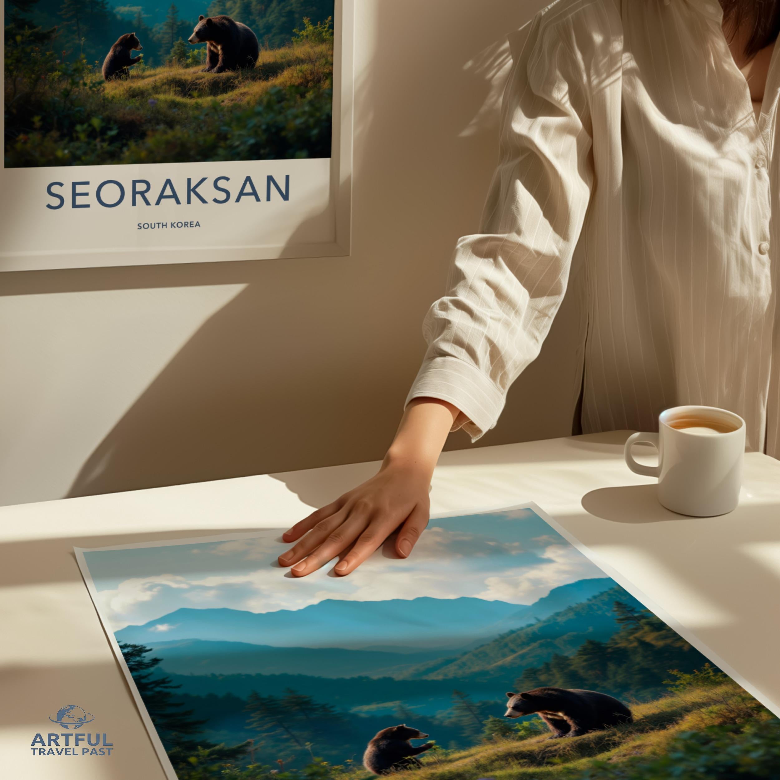 Seoraksan South Korea Poster, Nature Wall Art, Bear Photography Print, Scenic Wall Decor, Travel Poster, Wilderness Art