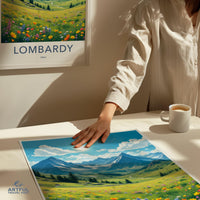 Lombardy Italy travel print, scenic landscape artwork, nature wall decor, beautiful countryside poster, artful travel past