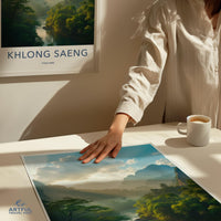 Khlong Saeng Thailand travel poster, nature landscape wall art print, tropical forest decor, scenic photography, vintage travel artwork