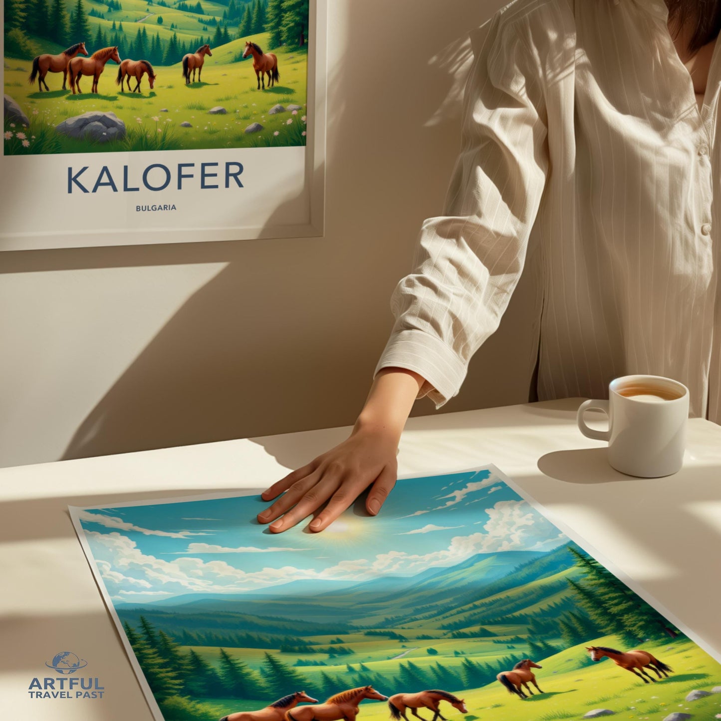 Bulgaria Nature Print, Kalofer Wall Art, Vintage Travel Poster, Scenic Landscape, Horses Art Decor, Retro Style, Home Office Decor
