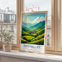 Ziro Valley Landscape Poster, Nature Wall Art, Scenic Travel Print, Vibrant Valley Decor, Countryside Artwork, Beautiful View