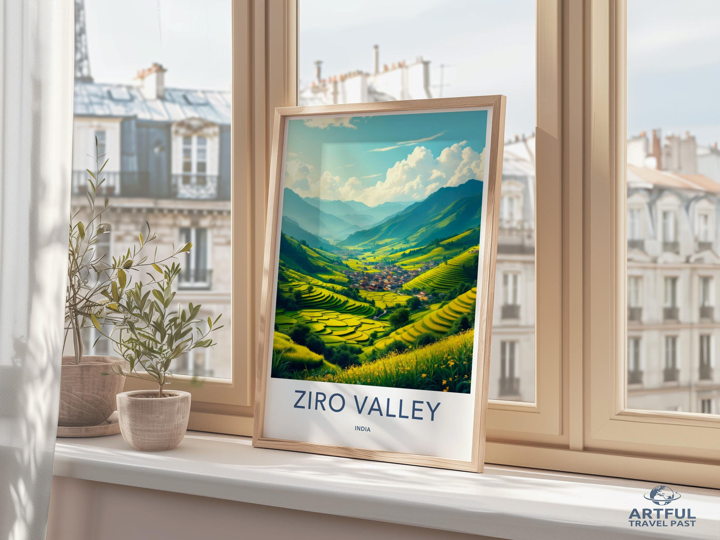 Ziro Valley Landscape Poster, Nature Wall Art, Scenic Travel Print, Vibrant Valley Decor, Countryside Artwork, Beautiful View