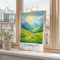 Vintage Travel Poster Tusheti National Park Art Print, Colorful Landscape Wall Art Decor, Nature Scenic Illustration Gift