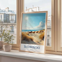 Coastal Horse Landscape Wall Art, Słowiński National Park Poster, Scenic Beach Print, Nature Travel Decor, Beach Horses Artwork