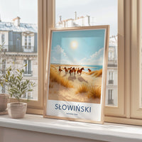 Slowinski National Park Travel Poster, Scenic Beach Art Print, Coastal Landscape Artwork, Vintage Style Home Decor, Wall Art for Living Room