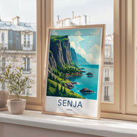 Scenic Norway Poster, Artful Travel Wall Art, Coastal Landscape Print, Nordic Scenery Decor, Colorful Fjord Artwork, Nature Poster