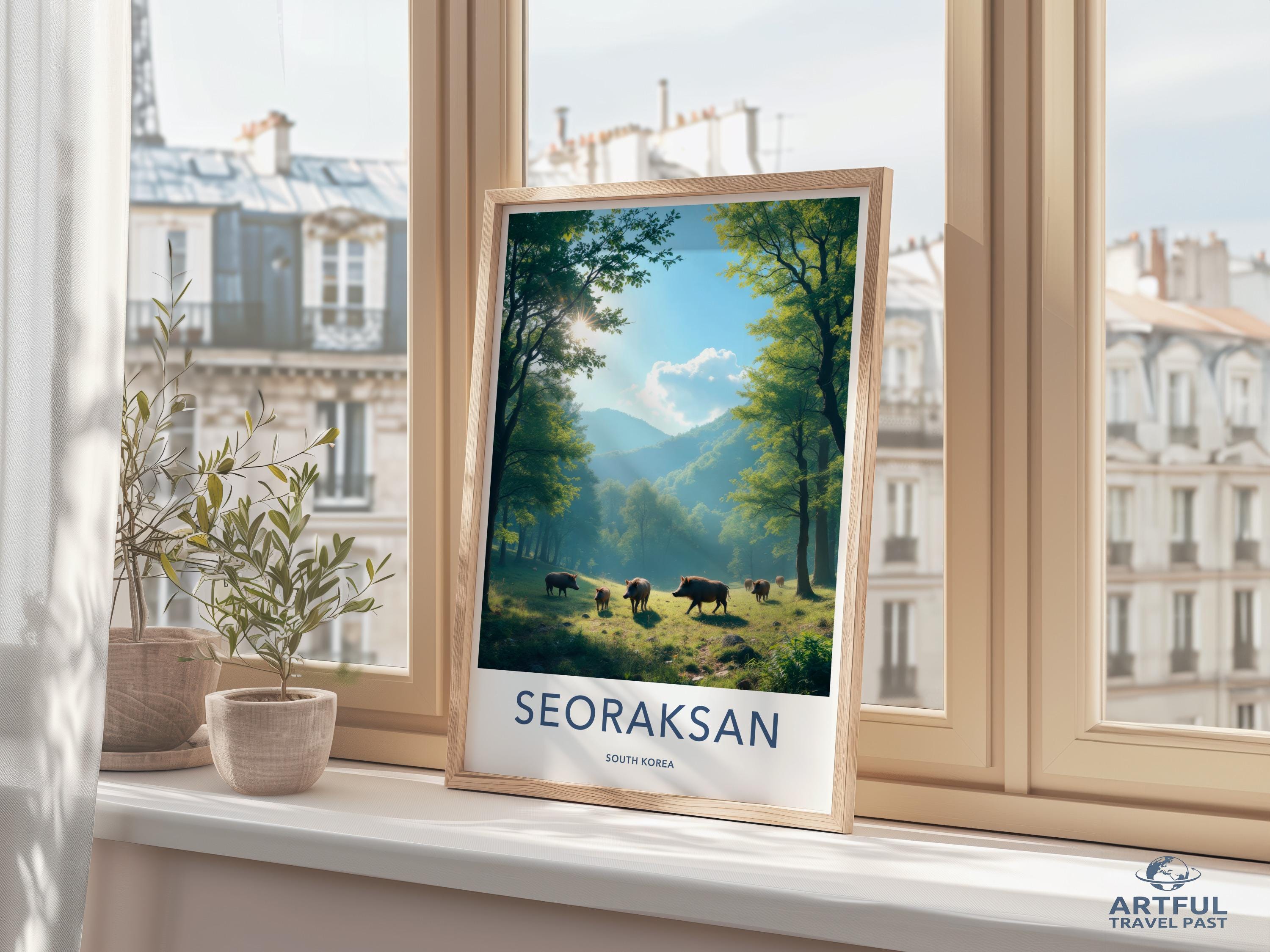 Seoraksan Travel Poster, South Korea Wall Art, Scenic Nature Print, Korea Landscape Decor, Vintage Style Artwork, Home Decor