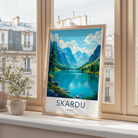 Scenic Skardu Travel Poster, Beautiful Mountain Landscape Wall Art, Vibrant Nature Print, Home Decor, Artistic Travel Souvenir