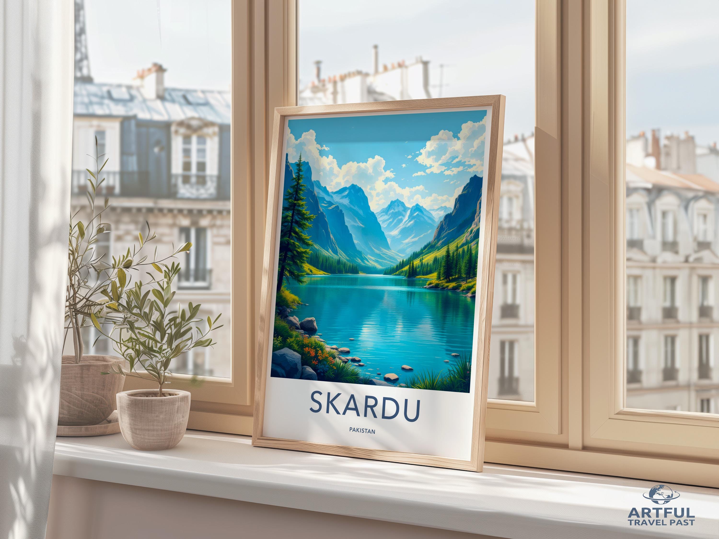 Scenic Skardu Travel Poster, Beautiful Mountain Landscape Wall Art, Vibrant Nature Print, Home Decor, Artistic Travel Souvenir