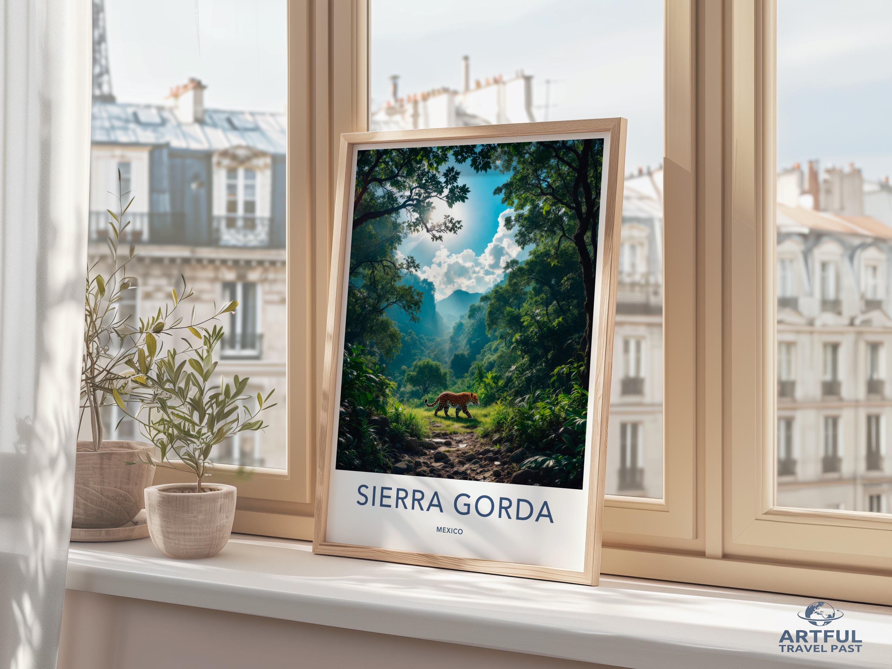 Sierra Gorda Mexico travel poster, Nature landscape art print, Wall decor for living room, Adventure themed home decor