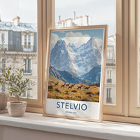 Stelvio National Park Travel Poster, Alpine Landscape Art Print, Mountain Nature Wall Decor, Scenic Photography, Home Office Decor