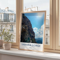 Samaria Gorge travel poster, Greece landscape art, nature wall decor, scenic art print, home decor, travel gift, mountain view art