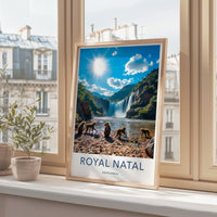 Royal Natal South Africa travel poster, Scenic wall art, Nature landscape print, Home decor, Vintage travel illustration, Waterfall view