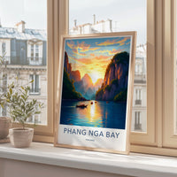 Phang Nga Bay Thailand Travel Poster, Coastal Nature Artwork, Scenic Landscape Print, Vibrant Wall Art Decor for Home or Office