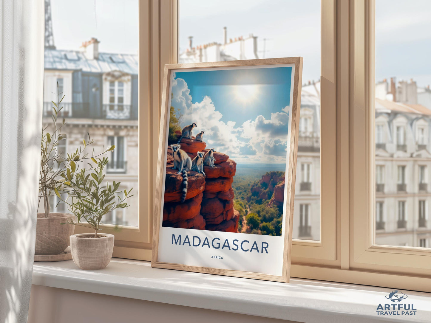 Madagascar travel poster, African landscape art print, vintage wall decor, retro travel poster, wanderlust gift, scenic wall art