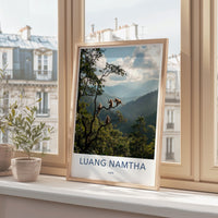 Travel Poster of Luang Namtha Laos, Scenic Nature Wall Art, Mountain Landscape Photography, Travel Decor for Living Room