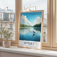 Wigry National Park Poster, Scenic Lake View, Tranquil Nature Art, Bird and Water Landscape, Perfect Wall Decor, Peaceful Artwork
