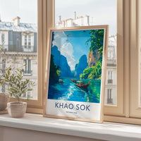 Khao Sok National Park Poster, Artful Travel Past Collection, Scenic Landscape Print, Wall Art Decor, Gift for Travelers