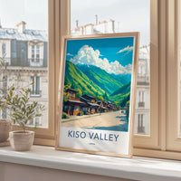 Kiso Valley Japan Art Print, Scenic Landscape Wall Art, Travel Poster, Nature Illustration, Modern Home Decor, Mountain View Artwork
