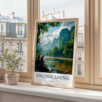 Klong Saeng travel poster, Thailand nature print, scenic landscape art, wall decor, home office decoration, gift idea, art print