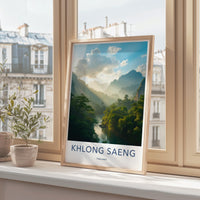 Khlong Saeng Thailand Travel Poster, Scenic Nature Print, Cloudy Mountain Art, Home Office Decor, Landscape Photography Wall Art