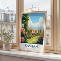 Kashan Iran Travel Poster, Vintage Art Print, Cityscape Wall Decor, Architectural Landscape, Scenic Wall Art, Home Wall Accent