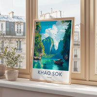 Khao Sok Thailand Travel Poster, Scenic Landscape Wall Art, Tropical Nature Print, Home Decor, Wanderlust Gift, Artful Travel Past