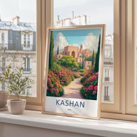 Vintage Travel Poster, Kashan Iran, Beautiful Landscape Art, Perfect Wall Decor, Artful Travel Past, Gift for Travel Enthusiasts