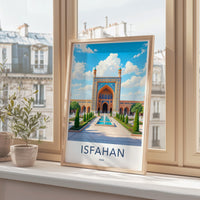Isfahan Travel Poster, Iran Wall Art Print, Architecture Illustration, Middle Eastern Decor, Modern Home Decor, Gift for Travelers