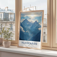 Huascaran Peru Travel Poster, Mountain Print, Scenic Wall Art, Nature Decor, Travel Enthusiast Gift, Beautiful Landscape Print