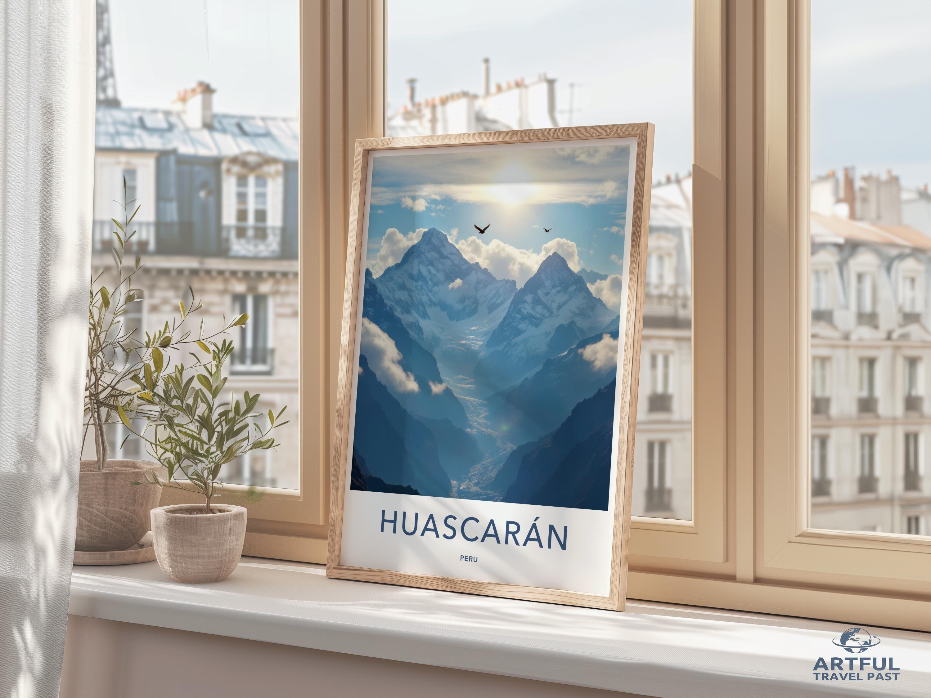 Huascaran Peru Travel Poster, Mountain Print, Scenic Wall Art, Nature Decor, Travel Enthusiast Gift, Beautiful Landscape Print