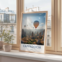 Hot Air Balloon Over Cappadocia Print, Scenic Landscape Artwork, Travel Wall Art, Adventure Decor, Stunning View Photography
