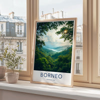 Borneo Travel Poster, Southeast Asia Wall Art, Nature Landscape Print, Adventure Décor, World Travel Poster, Window View Art