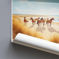 Wild Horses on Beach Wall Art, Nature Landscape Print, Coastal Decor, Horse Wall Art Poster, Ocean Scenery, Beach Lovers Gift