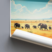 Elephant Safari Wall Art, African Wildlife Landscape Poster, Nature Scenic Print for Home, Animal Photography Decor, Artful Travel Past