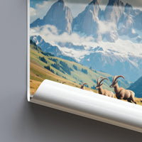 Mountain Landscape Poster, Wildlife Wall Art, Nature Photography Print, Scenic Mountain View, Animal Art Decor, Home Wall Hanging