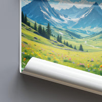 Mountain Landscape Poster, Scenic Nature Wall Art, Alps Valley Print, Home Decor, Green Meadow Artwork, Wall Hangings